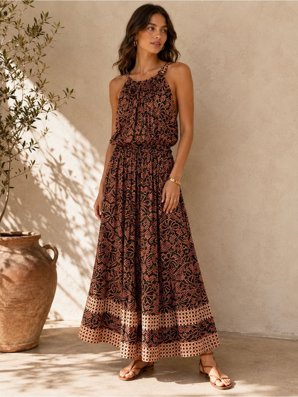 Ulla Johnson Silk Blend Printed Maxi Dress Sleeveless Boho Tiered Size 0 - Picture 1 of 4